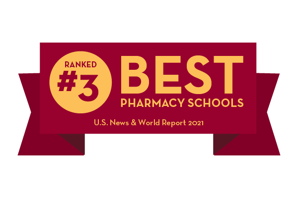 Banner Reading "Ranked Third Best Pharmacy Schools"