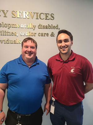 alt="David Bunch (right), a second-year leadership resident at Geritom Medical, is pictured with Dr. Jason Wachtl (left)"