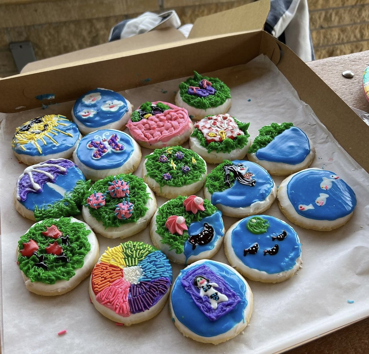 Brightly iced cookies decorated by the residents during their retreat.