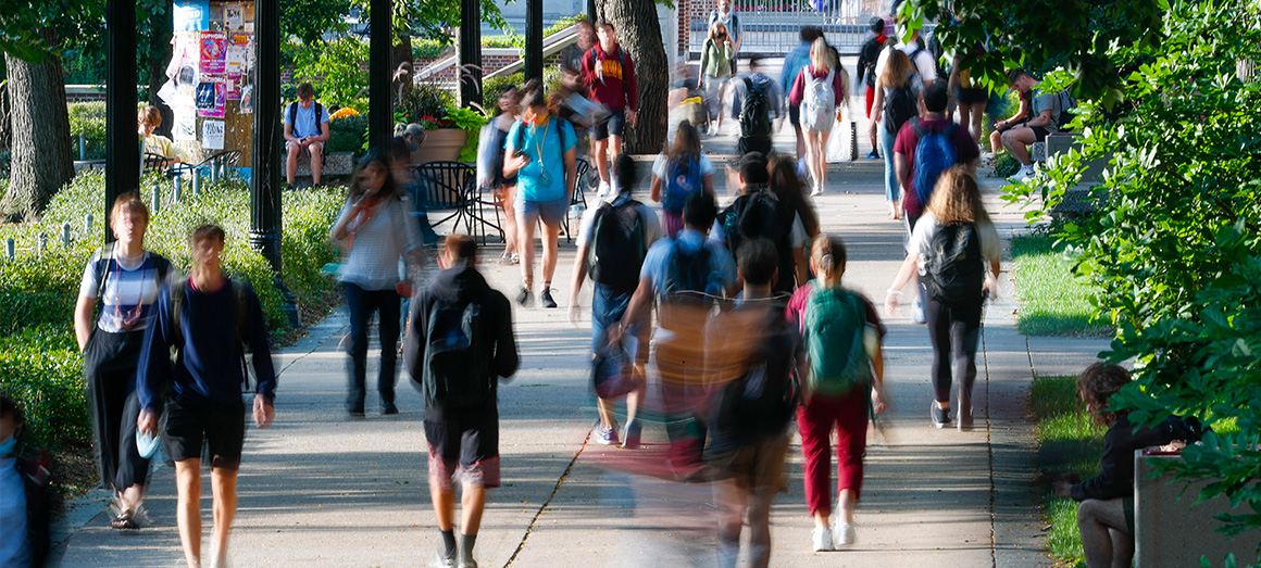 Students walking on campus