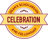 deans scholarship gold and maroon emblem