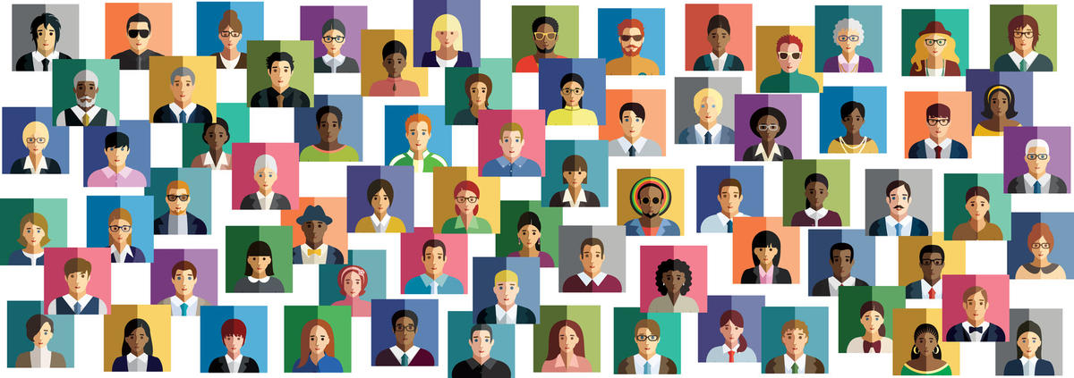 Colorful illustration of a diverse population