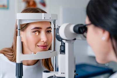 Patient being examined by an Optometrist