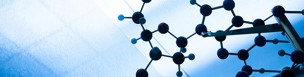 Molecule on blue background
