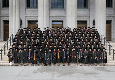 class of 2019 graduates standing in front of northrup building